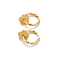 13mm Flower Charm Huggie Hoops Gold β Waterproof & Tarnish-Free