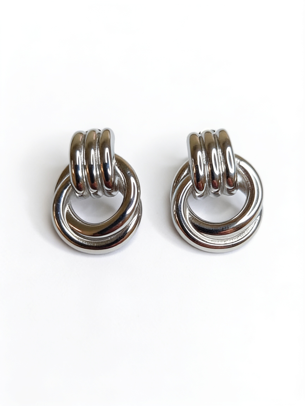 Interlocked Circle Drops Silver – Waterproof & Tarnish-Free