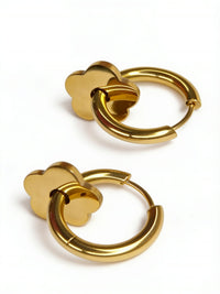 Flower Charm Huggie Hoops Gold β Waterproof & Tarnish-Free