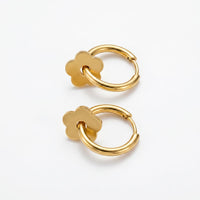 Flower Charm Huggie Hoops Gold β Waterproof & Tarnish-Free