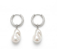 12mm Baroque Pearl Drop Huggie Hoops Silver – Waterproof & Tarnish-Free