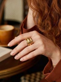 Chunky Ribbed Ring Gold – Waterproof & Tarnish-Free