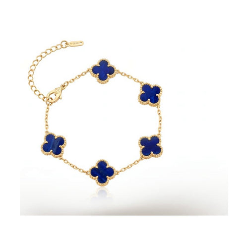 Blue Clover Bracelet Gold