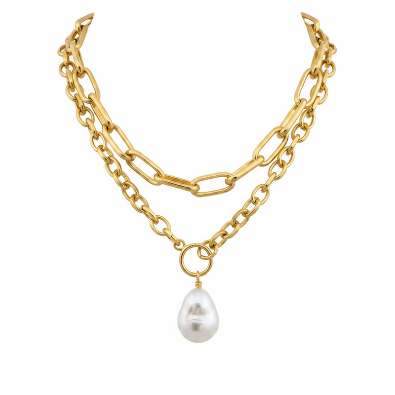 Bold Chain & Pearl Pendant