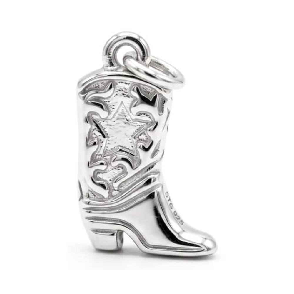 Cowboy Boot Charm Silver – Waterproof & Tarnish-Free