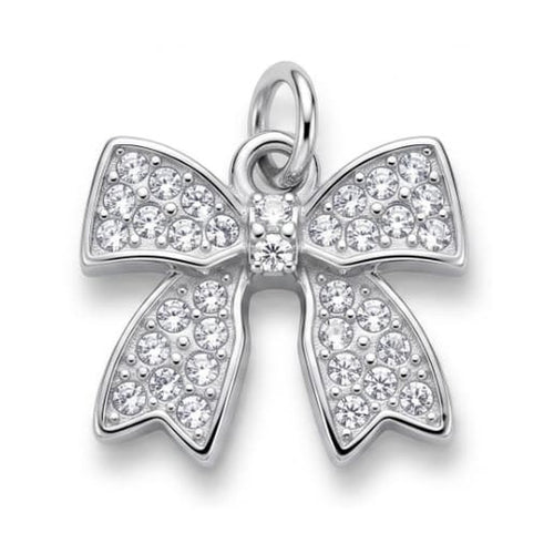 CZ Bow Charm Silver