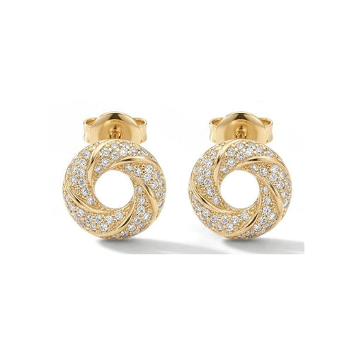CZ Circle Earring – gold pavé stud earrings
