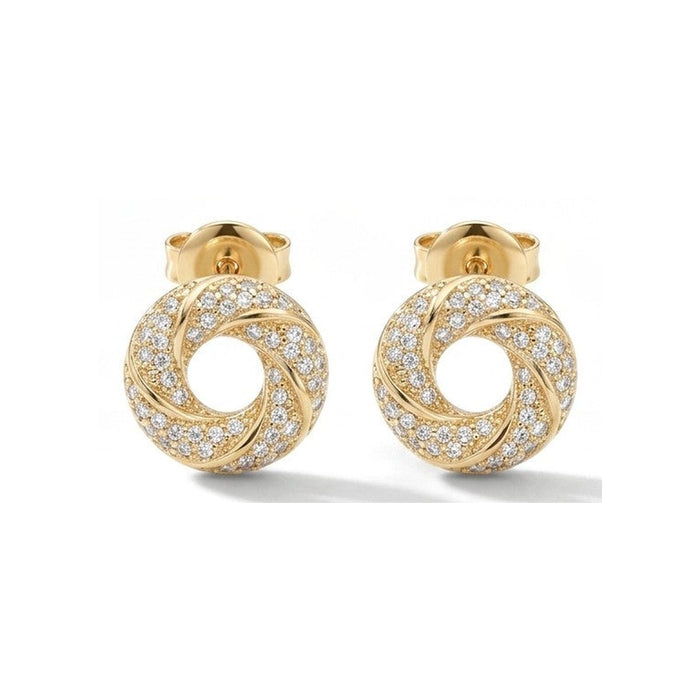 CZ Circle Earring – gold pavé stud earrings