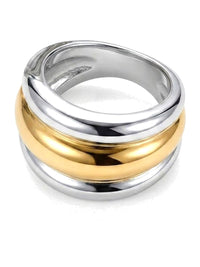 Chunky Ribbed Ring Two Tone – Waterproof & Tarnish-Free