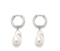 12mm Baroque Pearl Drop Huggie Hoops Silver – Waterproof & Tarnish-Free