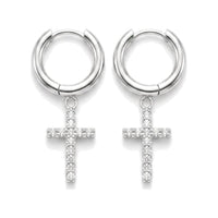 11mm Cross Drop Huggie Hoops Silver – Waterproof & Tarnish-Free