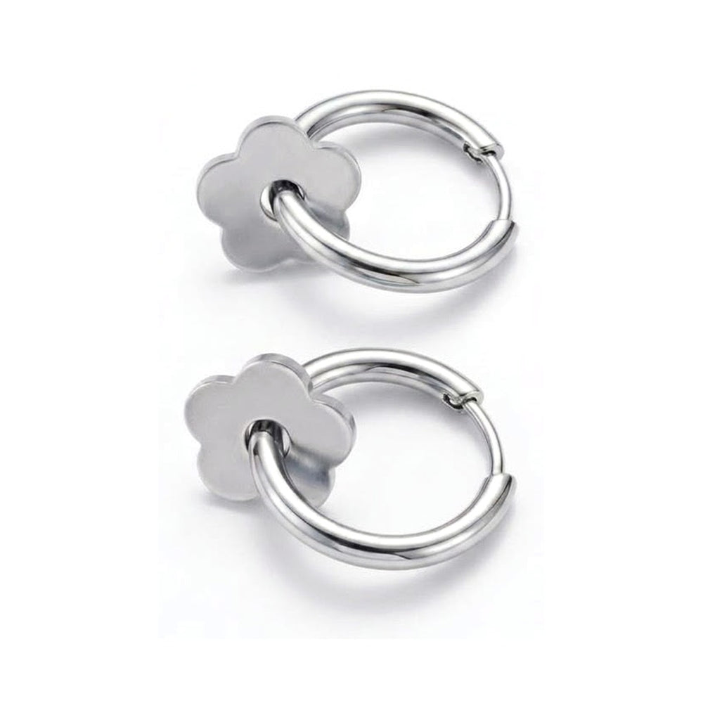 13mm Flower Huggie Earrings Silver – Waterproof & Tarnish-Free
