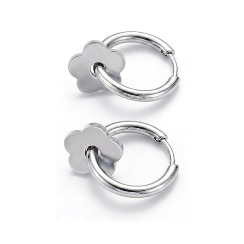 13mm Flower Huggie Earrings Silver – Waterproof & Tarnish-Free