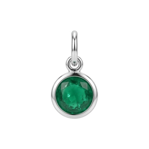 Green CZ Charm Silver