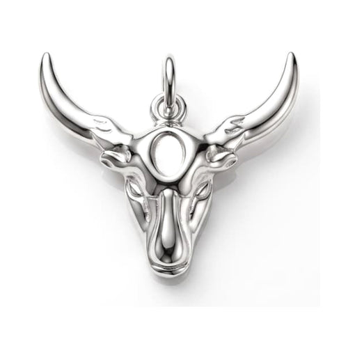 Longhorn Skull Charm Silver