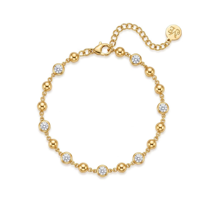 Beaded CZ Bracelet Gold – Waterproof & Tarnish-Free