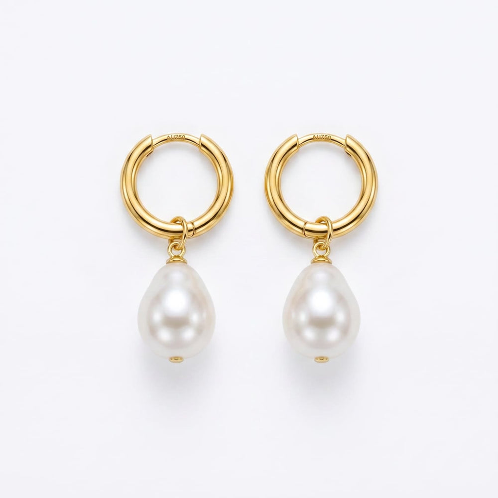Baroque Pearl Drop Huggie Hoops Gold – Waterproof & Tarnish-Free