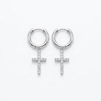 11mm Cross Drop Huggie Hoops Silver – Waterproof & Tarnish-Free