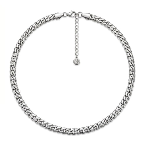 Flat Curb Necklace Silver