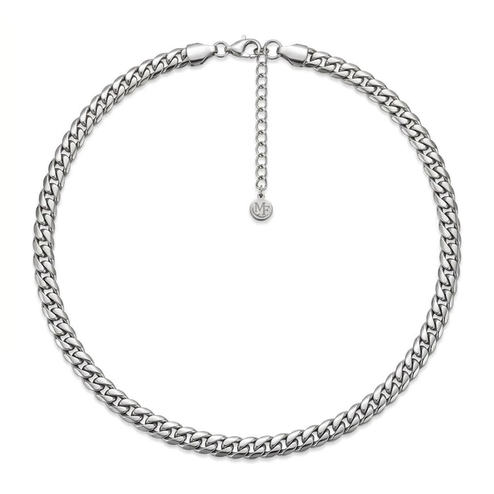 Flat Curb Necklace Silver