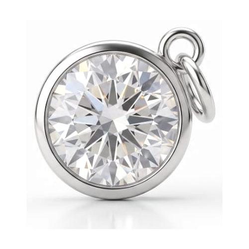 Round CZ Solitaire Charm Silver