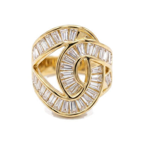 Baguette Swirl Statement Ring Gold
