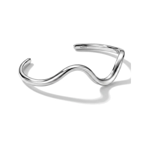 Wave Cuff Bangle Silver